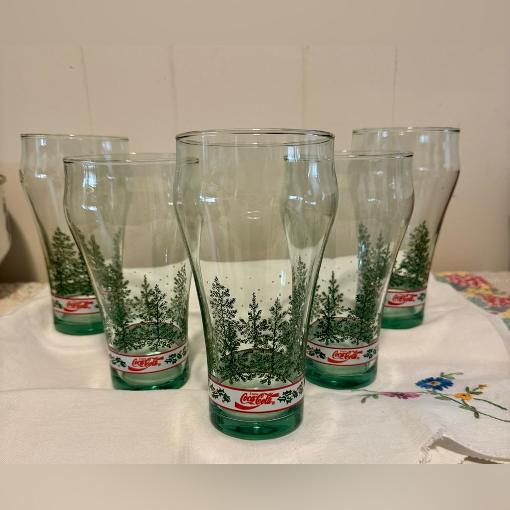 Vintage Coca Cola Christmas Drinking Glasses by Libbey Set of 5